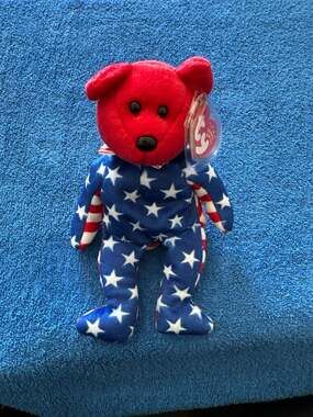 Ty Beanie Baby 2001 Liberty the Patriotic Bear (Red Face Version)